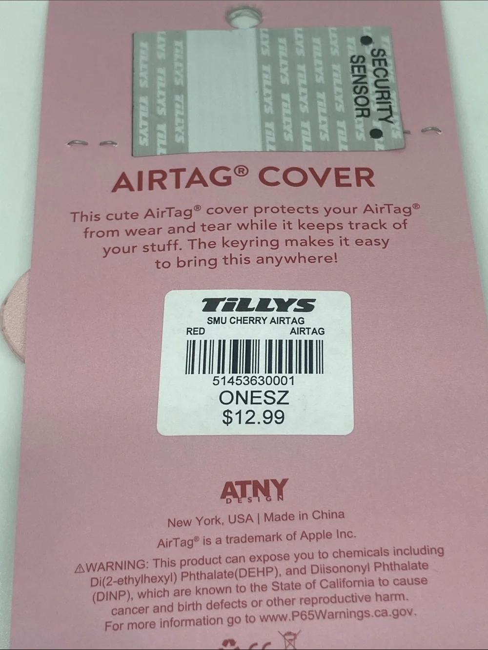 Tilly's Pink Cherry Airtag Cover Keychain